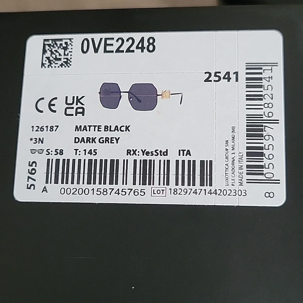 Versace Ve2248 55mm Hexagonal Sunglasses, Medusa Temple Hardware,  Matte Blk - Picture 11 of 13